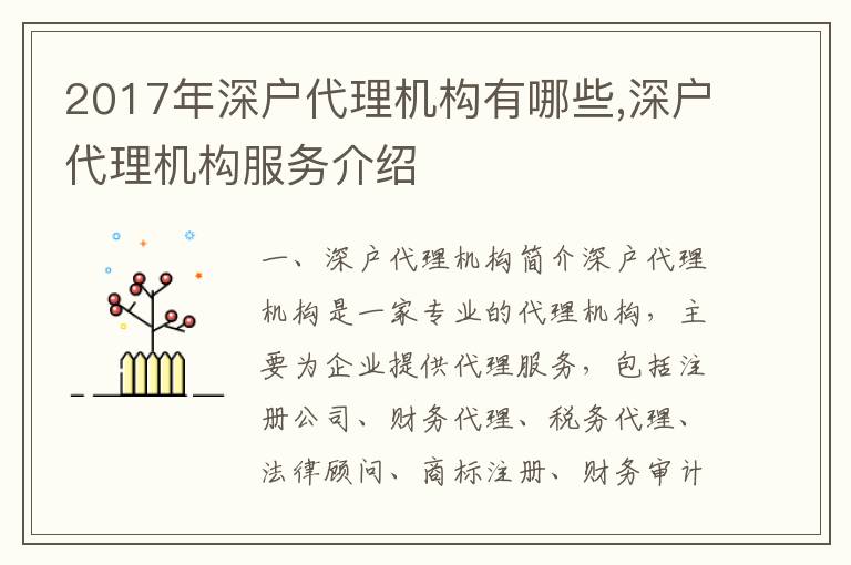 2017年深戶代理機(jī)構(gòu)有哪些,深戶代理機(jī)構(gòu)服務(wù)介紹