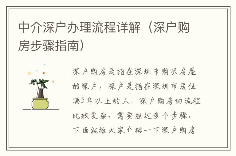 中介深戶辦理流程詳解（深戶購(gòu)房步驟指南）