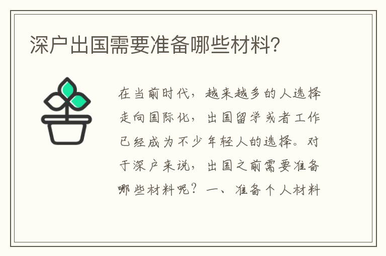 深戶出國(guó)需要準(zhǔn)備哪些材料？