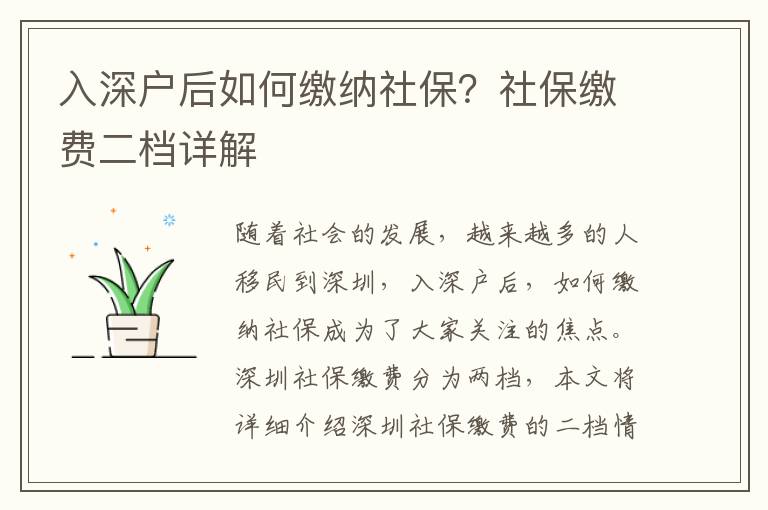 入深戶后如何繳納社保？社保繳費(fèi)二檔詳解