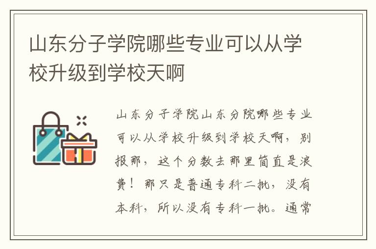 山東分子學(xué)院哪些專業(yè)可以從學(xué)校升級到學(xué)校天啊
