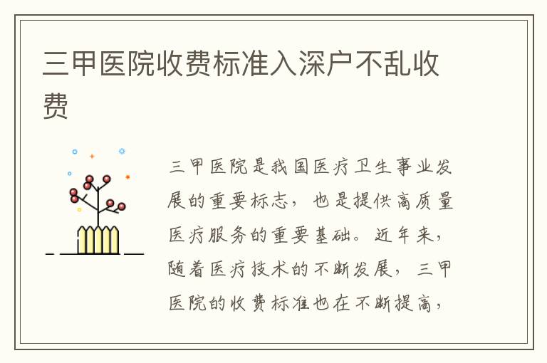 三甲醫(yī)院收費標準入深戶不亂收費