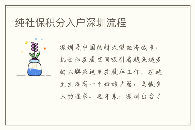 純社保積分入戶深圳流程