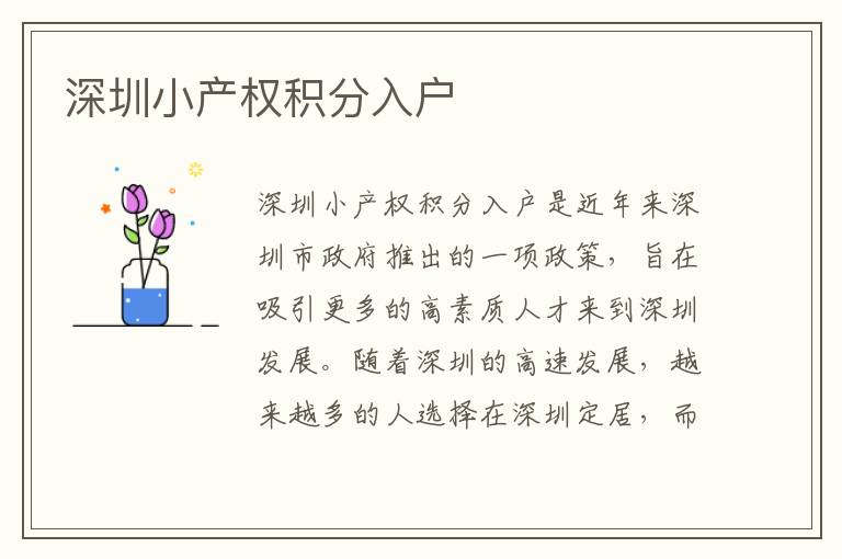 深圳小產權積分入戶