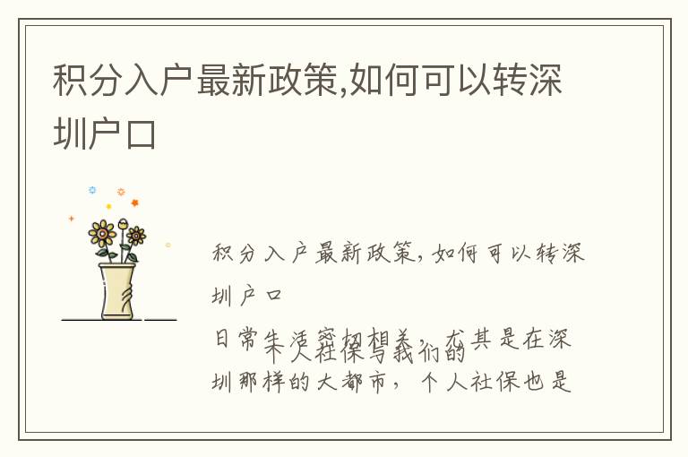 積分入戶最新政策,如何可以轉(zhuǎn)深圳戶口