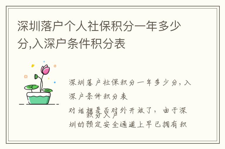深圳落戶個(gè)人社保積分一年多少分,入深戶條件積分表