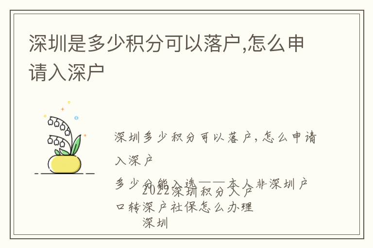 深圳是多少積分可以落戶,怎么申請(qǐng)入深戶