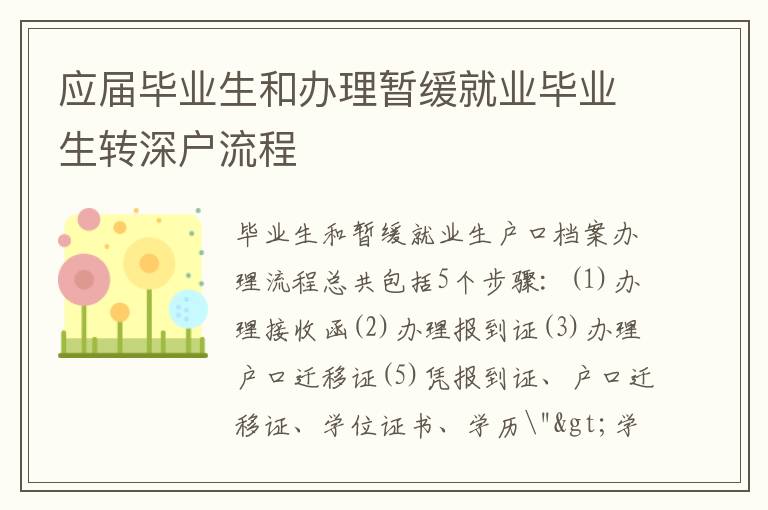 應(yīng)屆畢業(yè)生和辦理暫緩就業(yè)畢業(yè)生轉(zhuǎn)深戶流程