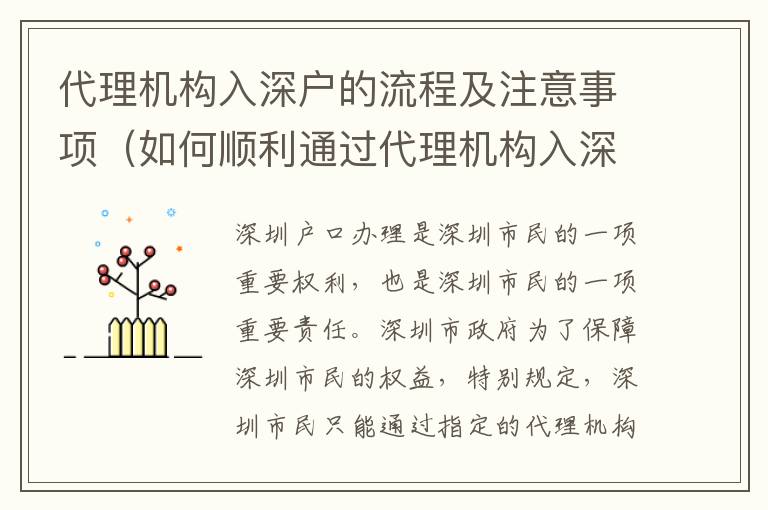 代理機(jī)構(gòu)入深戶的流程及注意事項(xiàng)（如何順利通過代理機(jī)構(gòu)入深戶）