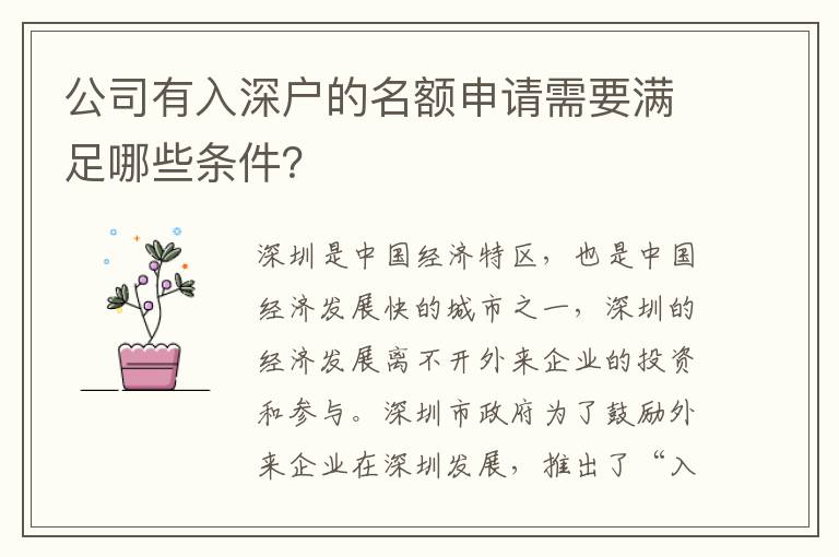 公司有入深戶的名額申請(qǐng)需要滿足哪些條件？