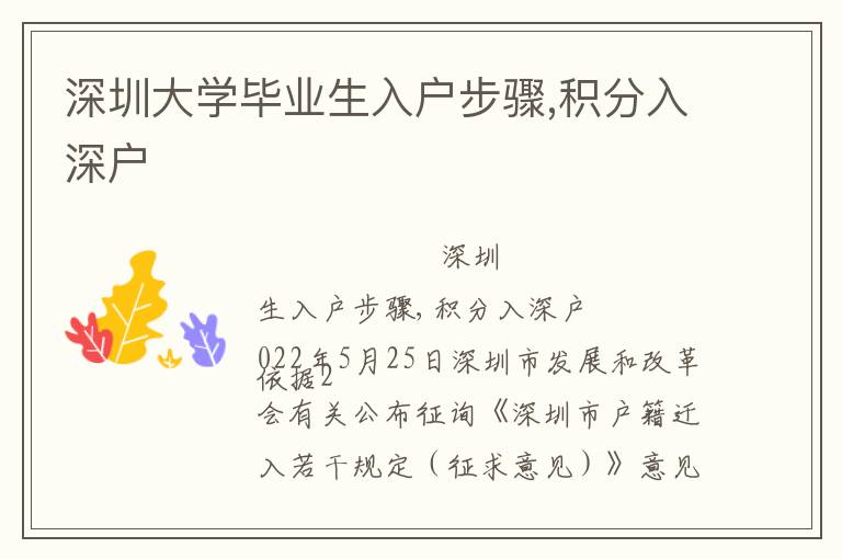 深圳大學(xué)畢業(yè)生入戶步驟,積分入深戶
