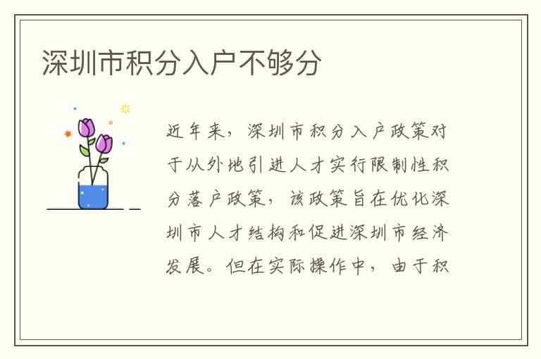深圳市積分入戶不夠分