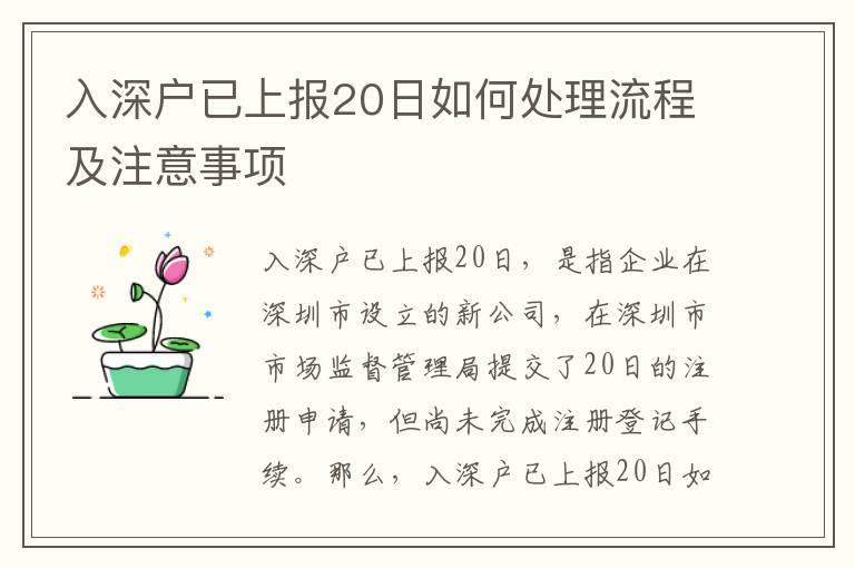入深戶已上報(bào)20日如何處理流程及注意事項(xiàng)