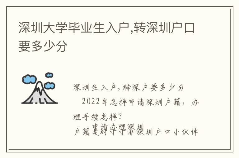 深圳大學(xué)畢業(yè)生入戶,轉(zhuǎn)深圳戶口要多少分