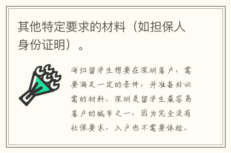 其他特定要求的材料（如擔(dān)保人身份證明）。