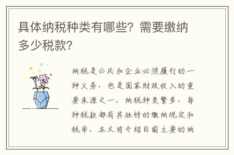 具體納稅種類(lèi)有哪些？需要繳納多少稅款？